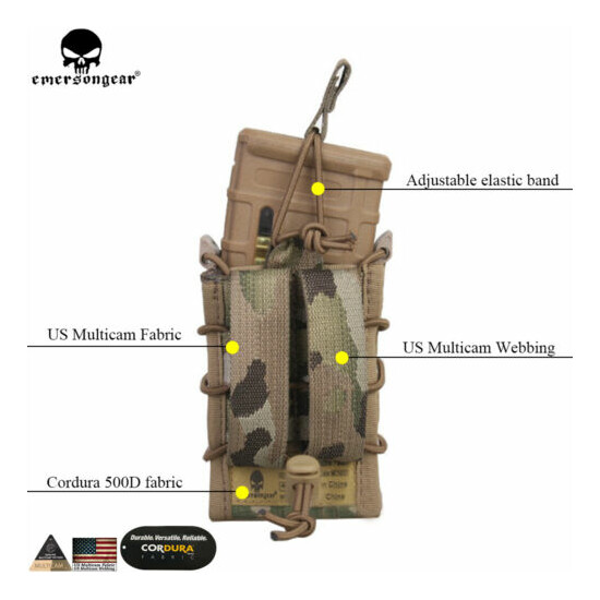EMERSON Tactical 5.56 Modular Rifle Double Magazine Pouch MOLLE Pistol Holder {5}