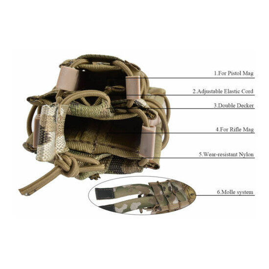 EMERSON Tactical 5.56 Modular Rifle Double Magazine Pouch MOLLE Pistol Holder {4}