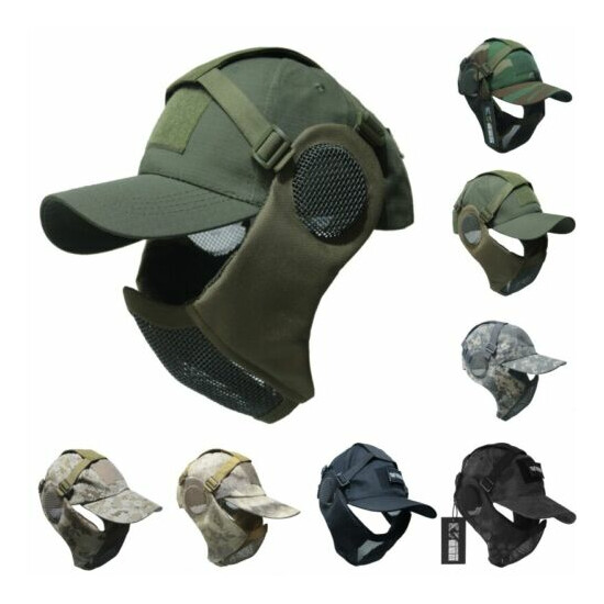 Tactical Foldable Camouflage Mesh Mask With Ear Protection With Cap For Hunting {1}