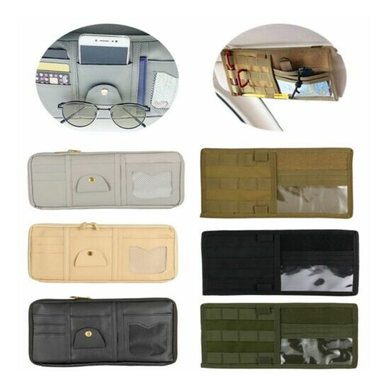 Nylon/Leather Car Sun Visor Organizer Pouch Bag Card Pen Glasses Storage Holder {1}