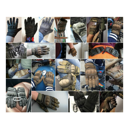Leather Tactical Combat Full Finger Gloves Hunting Shooting Army Military Mens {6}