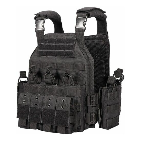 Tactical Vest Gear Molle Military Assault Plate Carrier Holder Multi Size Black {26}