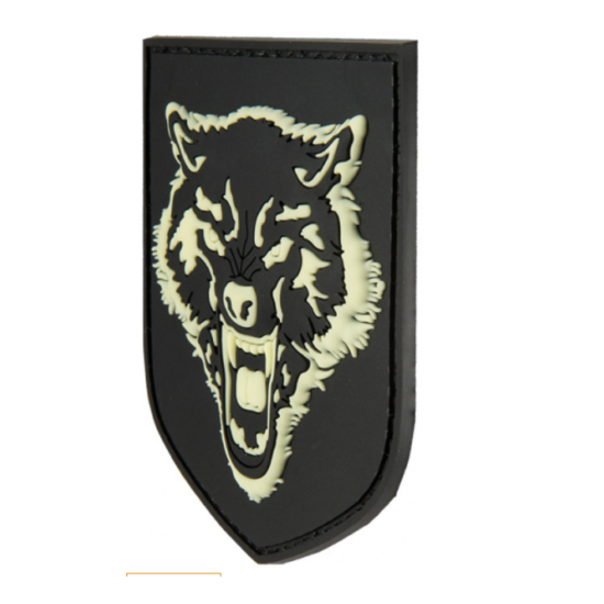 Airsoft Morale Patch Wolf Shield Rubber Patch Glow in the Dark (JTG) {2}