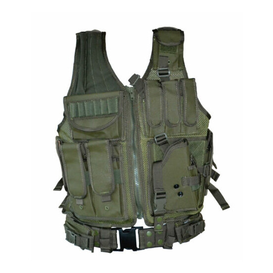 Tactical Hunting Shooting Vest Handgun Holster, Molle, Pouches, Choice of Colors {6}