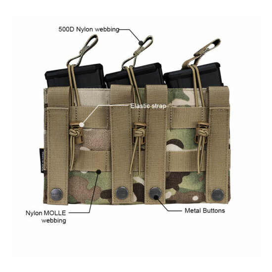 IDOGEAR Tactical Mag Pouch Triple Mag Carrier Open Top 5.56 MOLLE Paintball Gear {5}