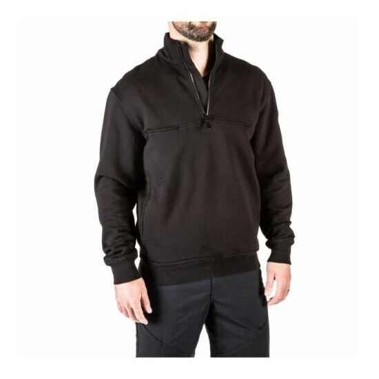 5.11 Tactical 1/4 Zip Job Shirt Poly/ Cotton Fleece Pullover Black Large 72314 {1}