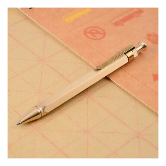 Six-Edge Solid Brass Pen Spring Retractable Ballpoint Pen Tactical Survival tool {4}