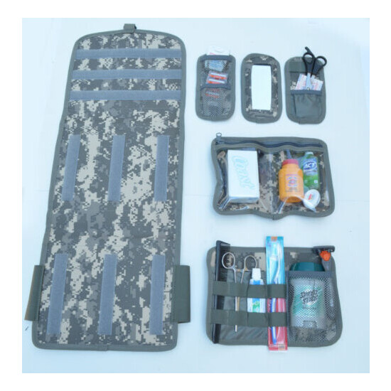 Military Molle Equipped Toiletry Bathroom Camping Travel Wash Kit Bag DIGITAL {8}