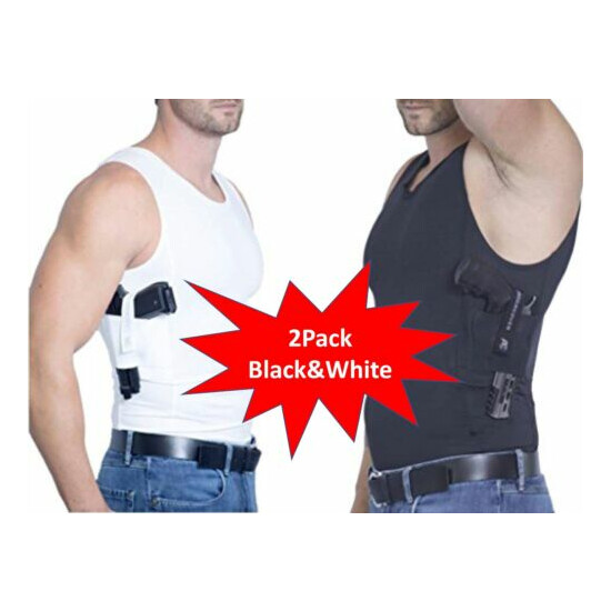 AC UNDERCOVER Men Tank Top Concealed Carry Clothing (Black/White 2-Pack) R-513 {1}