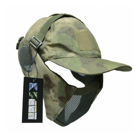 Tactical Foldable Camouflage Mesh Mask With Ear Protection With Cap For Hunting {17}