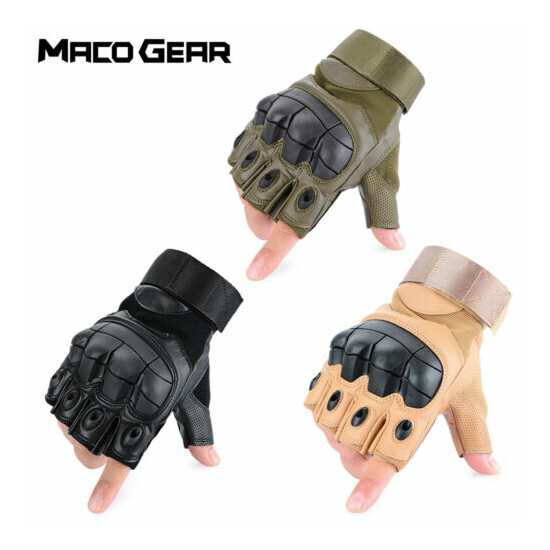 Military Tactical Leather Fingerless Gloves Airsoft Paintball Shooting Hunting {3}