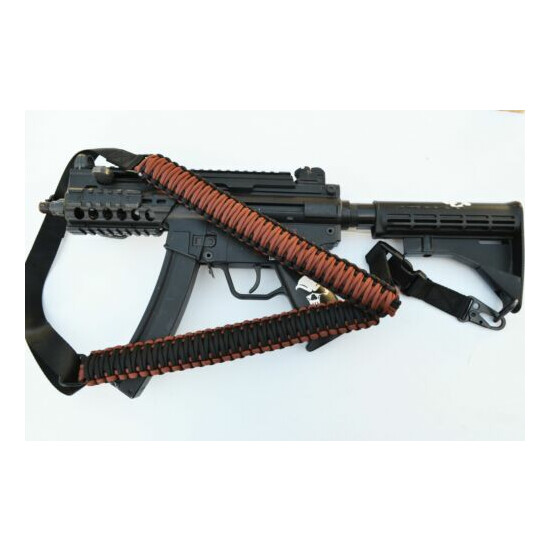 Tactical 550 Paracord Rifle Gun Sling Single Point Quick Detach BROWN Black {6}