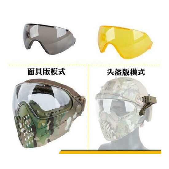 Tactical Head Wearing Helmet Full Face Pilot Mask with Lens Airsoft Paintball {10}