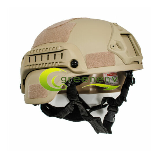 MICH 2000 Airsoft Tactical Hunting Combat Helmet w/ Side Rail Mount Army Sand {1}