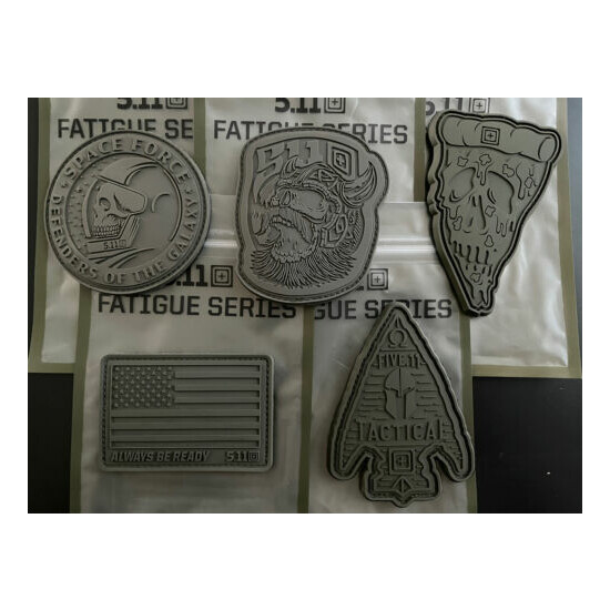 NEW 5.11 Tactical Lot Of 5 Fatigue Series Hook Back Morale Patches {1}