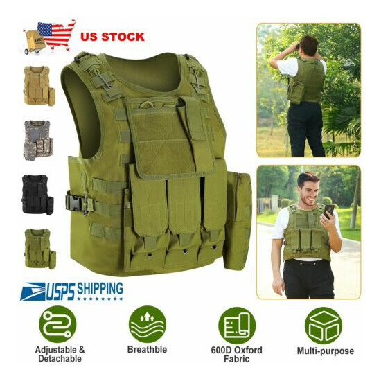 Military Tactical Vest Airsoft Paintball Plate Carrier Combat Play Vest Hunting {2}