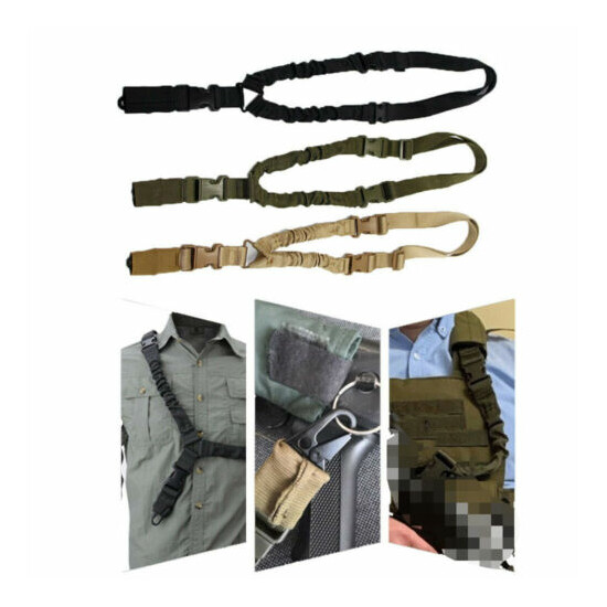 One Single Point Rifle Sling Tactical Gun Sling Strap Length Adjustable Hunting {2}