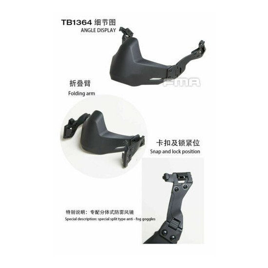 FMA Tactical Universal Rail Folding Arm Half Face Mask for Helmet /Split Goggles {3}