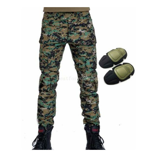 Tactical Military Combat Pants Trousers with Knee Pads for Airsoft Hiking USA {2}