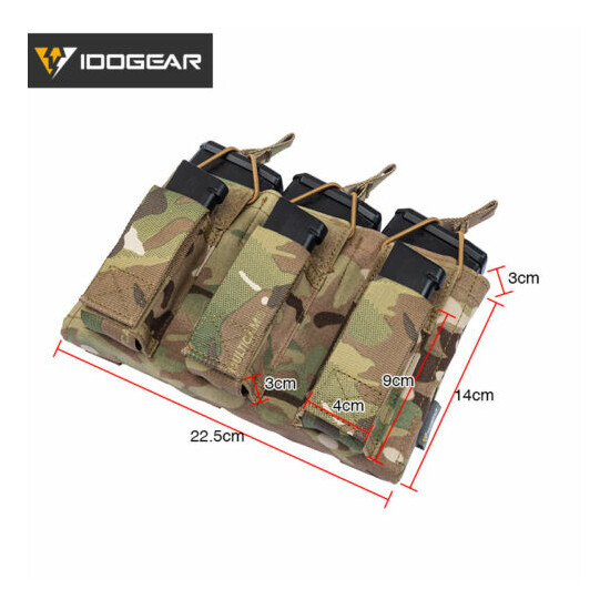 IDOGEAR Tactical Mag Pouch Triple Mag Carrier Open Top 5.56 MOLLE Paintball Gear {10}