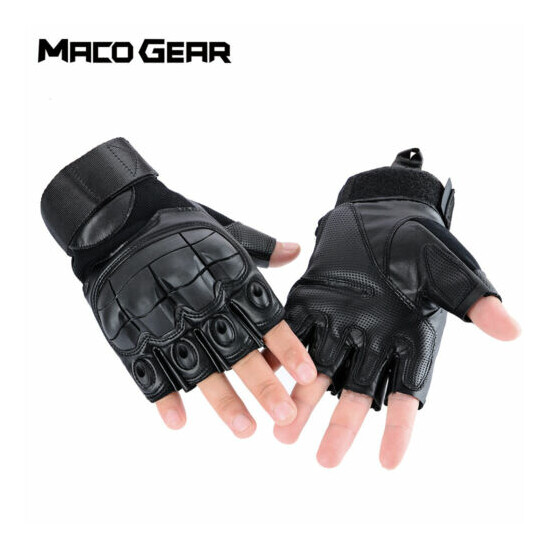 Military Tactical Leather Fingerless Gloves Airsoft Paintball Shooting Hunting {4}