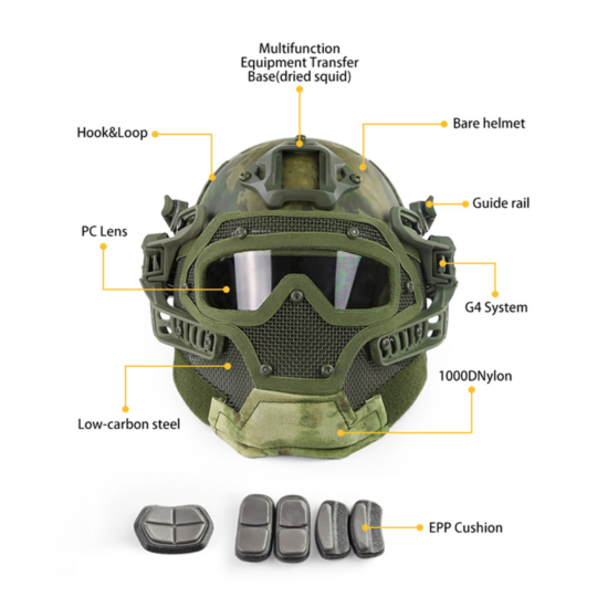 Tactical Helmet Full Face Mask Airsoft Paintball Masks Goggles G4 System Helmets {2}