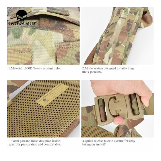 EMERSON Tactical Padded Heavy Duty Belt Waist Molle Combat Hunting Quick Release {6}