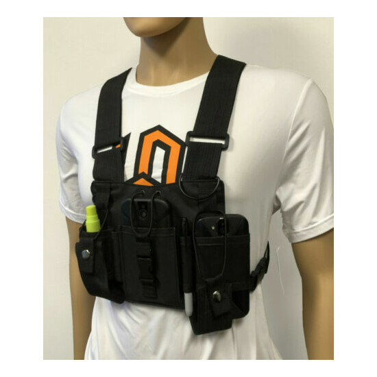 MOLLE Tactical Chest Vest with Adjustable Panel Radio Pockets  {6}