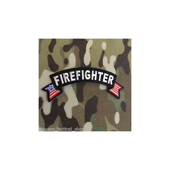 Firefighter Small American Flag Rocker Patch {1}