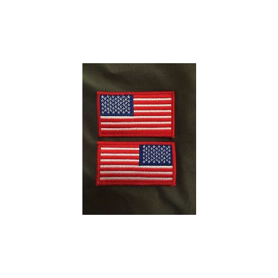 Red Border American Flag Patch {1}