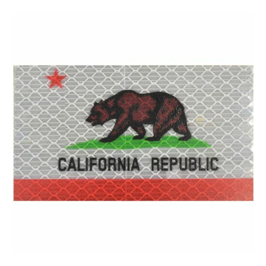 Reflective California Republic State Flag - 2x3.5 Patch {1}