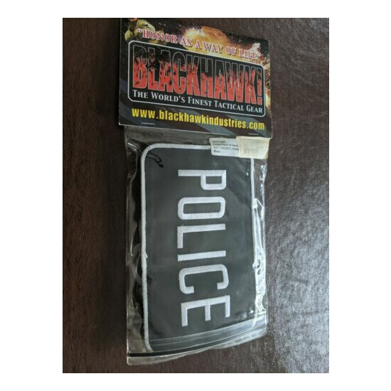 Blackhawk Police Patch Silver & Black Large 5"x8" Back Patch Hook Loop Tactical {1}