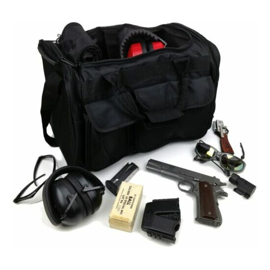 Large Deluxe Shooter Tactical Range Bag in Black Concealed Pocket Ammo Gear M026 {1}