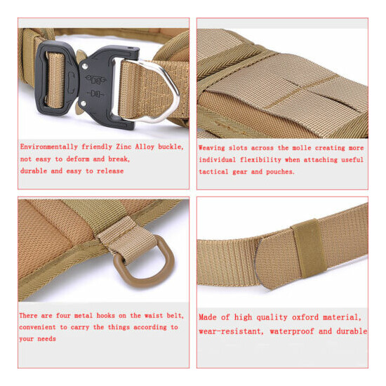Tactical Molle Padded Waist Belt Quick Release Combat Battle Belt Strap Buckle {7}