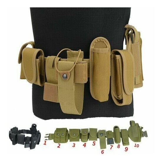 Tactical Belt 1pc Girdle Waistband with 9pcs Attachment Accessories Pouch Holder {1}