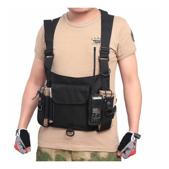 Tactical Chest Rig Bag Radios Pocket Harness Hip Hop Functional Pouch Black  {2}