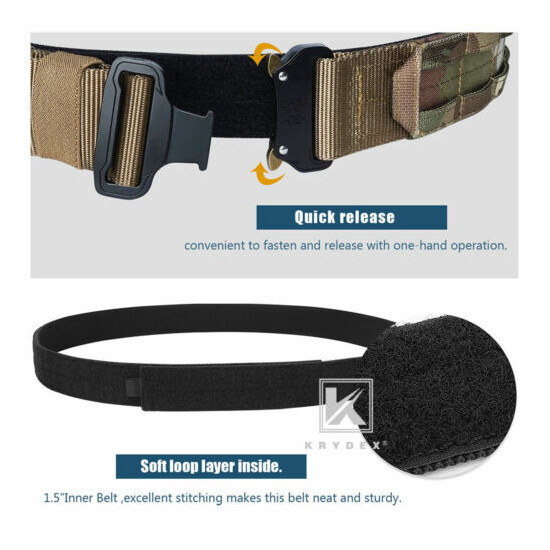 KRYDEX Tactical Belt 1.75 in Rigger MOLLE Heavy Duty Belt Quick Release Multicam {7}
