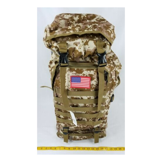 LARGE 70L MOLLE Lined Tactical Backpack Military Camping Desert Digital {5}