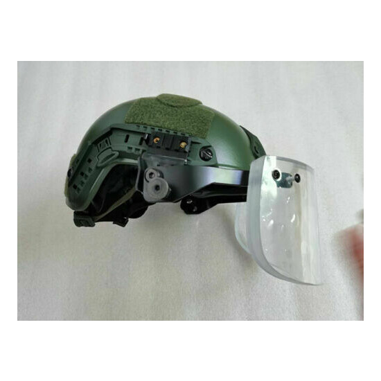 UHMW-PE IIIA Ballistic Bullet Proof Helmet Green (M) + 3A Bulletproof Face Mask  {12}