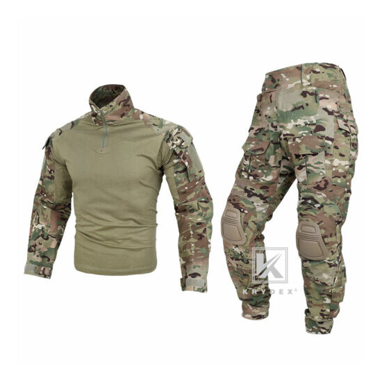 KRYDEX G3 Combat Uniform Set Tactical Shirt & Trousers & Knee Pads Multicam Camo {1}