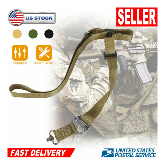 2 Point Rifle Gun Sling Adjustable Fast Loop Heavy Duty Quick Detach Swivel US {1}