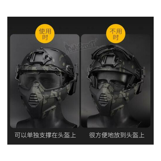 WoSporT Tactical helmet Split type Half Face Mask & Safety Goggle Lens & Set {4}