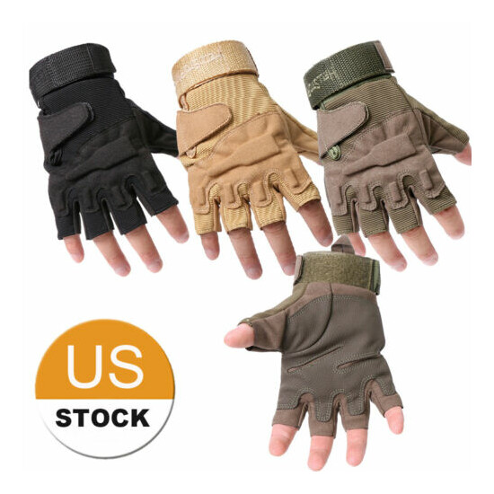 Airsoft Gloves Men Fingerless Tactical Gloves for Outdoor Sports US FAST {1}