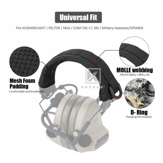KRYDEX Modular Headset Cover Tactical Earmuff Headband Protection MOLLE Black {6}
