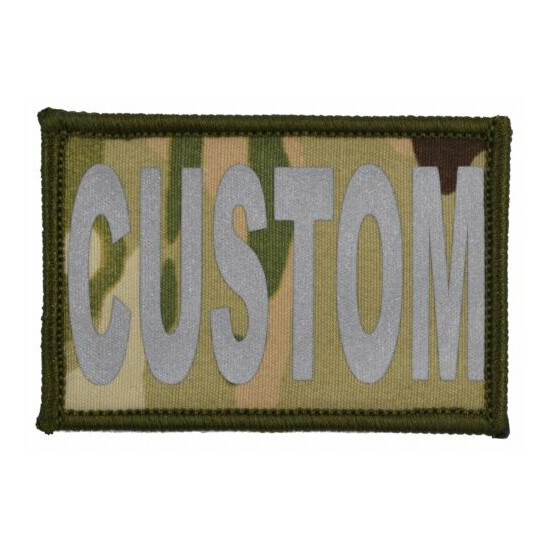 Custom Text Reflective Patch - Multiple Sizes Military/ Patch Hook Backing {7}