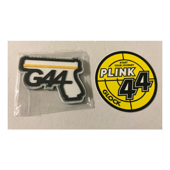 Shot Show Glock Promo Lot G44 Gun Morale Patch & Plink 44 Sticker Decal Lot New {1}