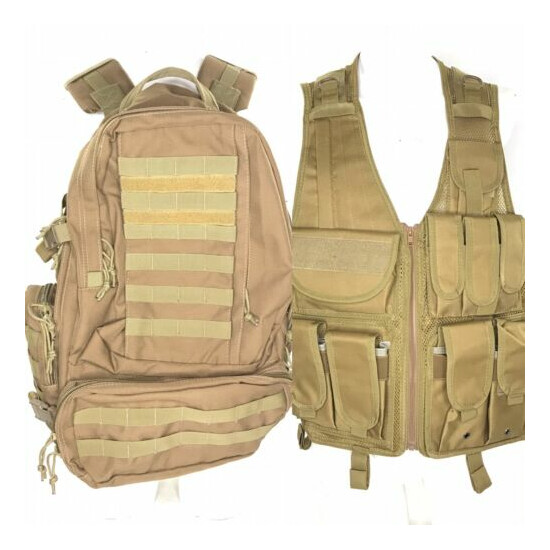 Military Tactical Molle Backpack Assault 3 Day & Vest Large XL Army Coyote Khaki {1}