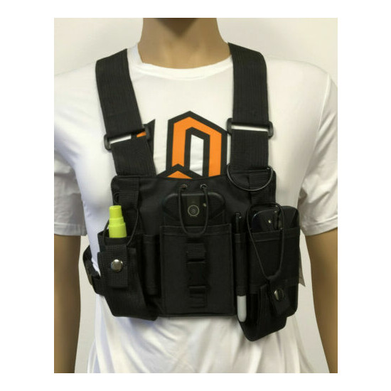 MOLLE Tactical Chest Vest with Adjustable Panel Radio Pockets  {5}