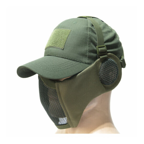 Tactical Foldable Camouflage Mesh Mask With Ear Protection With Cap For Hunting {6}