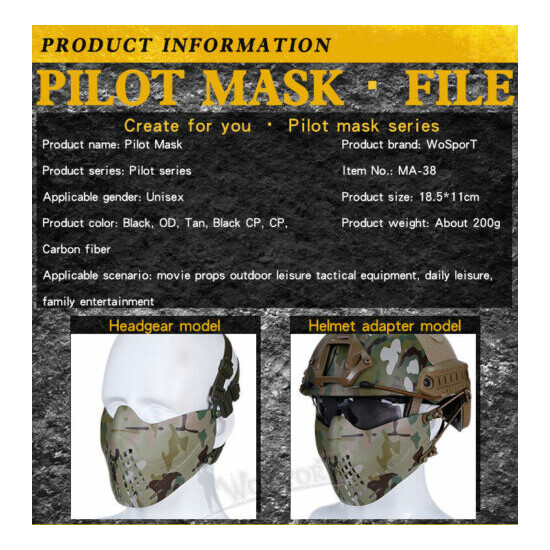 WoSporT Tactical Protective Mask Dual-Mode Headband System M07 Navigator Mask {3}